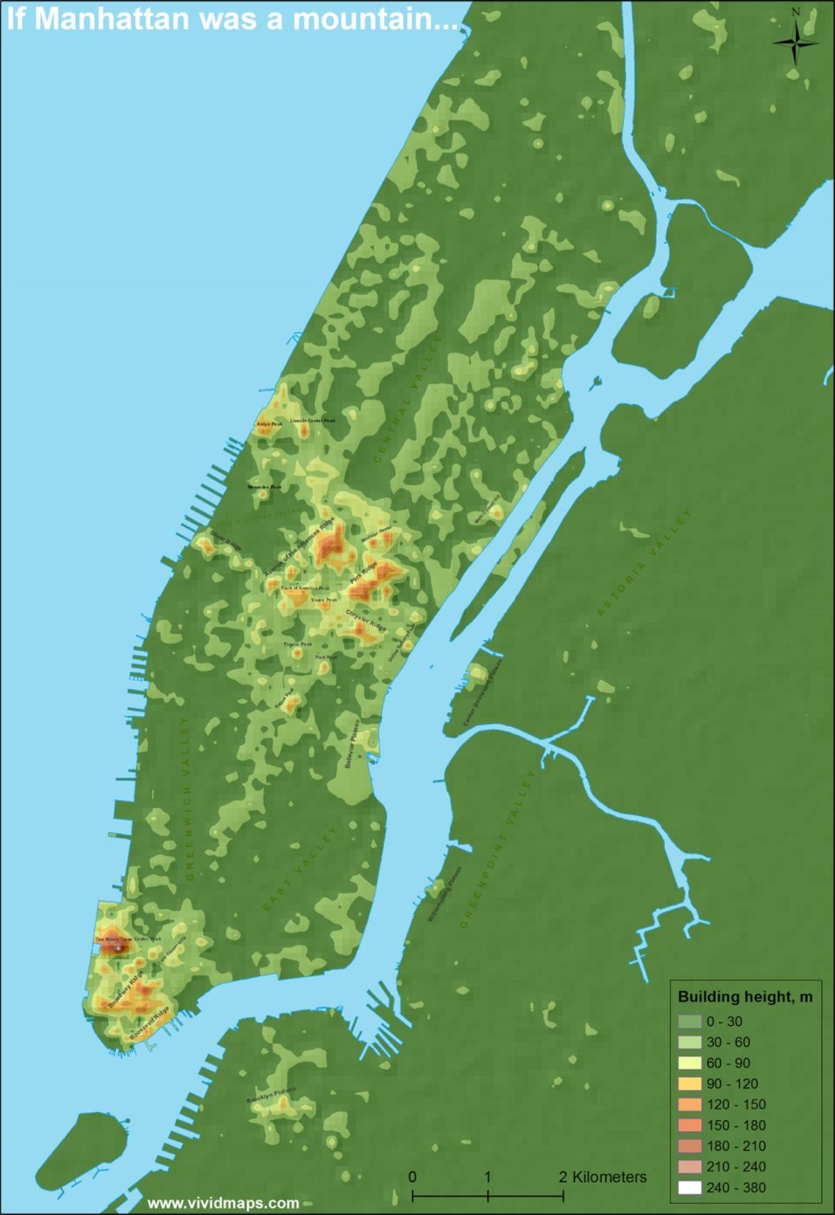 Mappa altimetrica di Manhattan